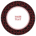 Round frame with red hearts on black background. Royalty Free Stock Photo